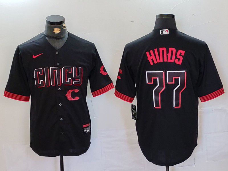 Men Cincinnati Reds #77 Hinds Black City Edition Nike 2024 MLB Jersey style 5->cincinnati reds->MLB Jersey